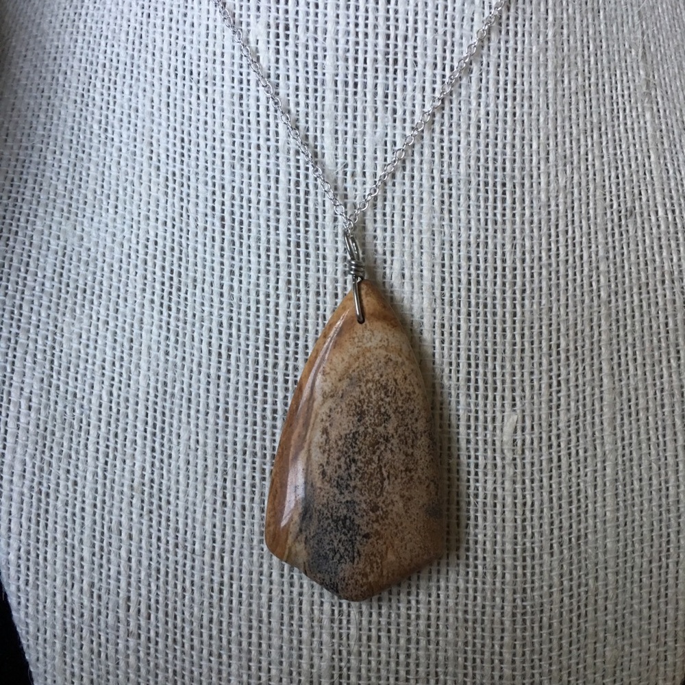 Jasper gemstone silver necklace